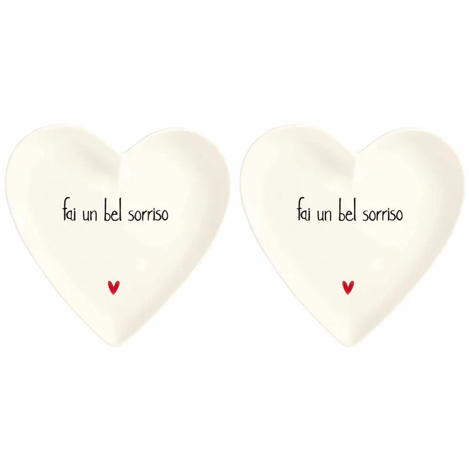 Set 2 Piatti cuore Fai un bel sorriso
