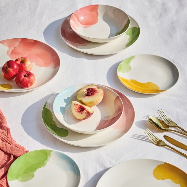 Servizio piatti 18 pezzi Acquerello Porcellana Multicolor