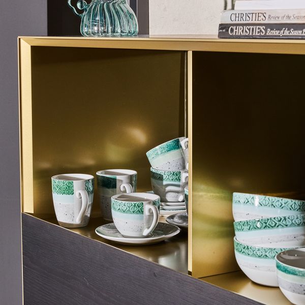 Set 4 Boli Linea Moon Malachite Porcellana Verde