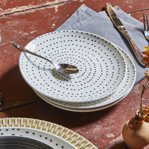 Servizio piatti 18 pezzi Koonan Porcellana Grigio