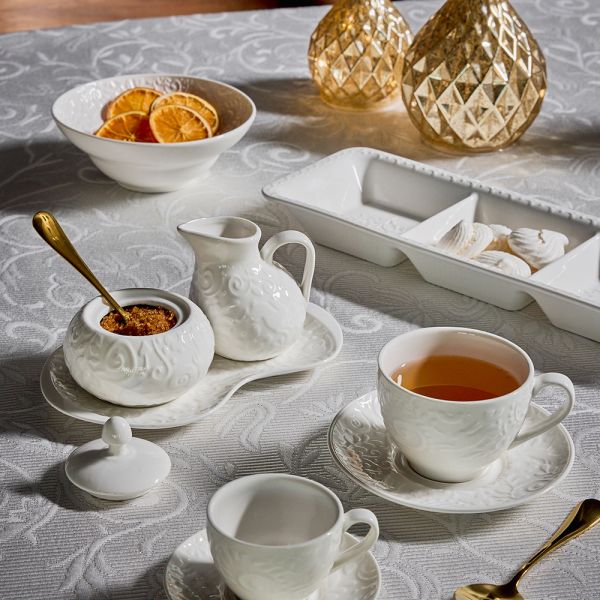 Set lattiera, zuccheriera e vassoio 20 x 12,5 cm Etoile New Bone China Bianco