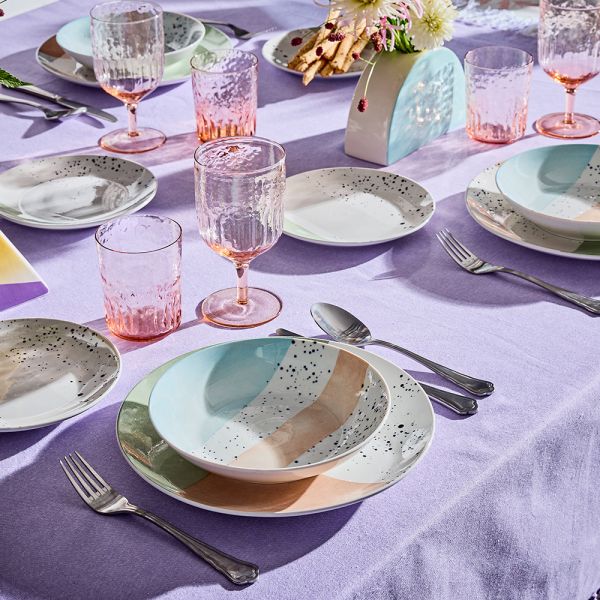 Servizio piatti 18 pezzi Pastel Porcellana Multicolor