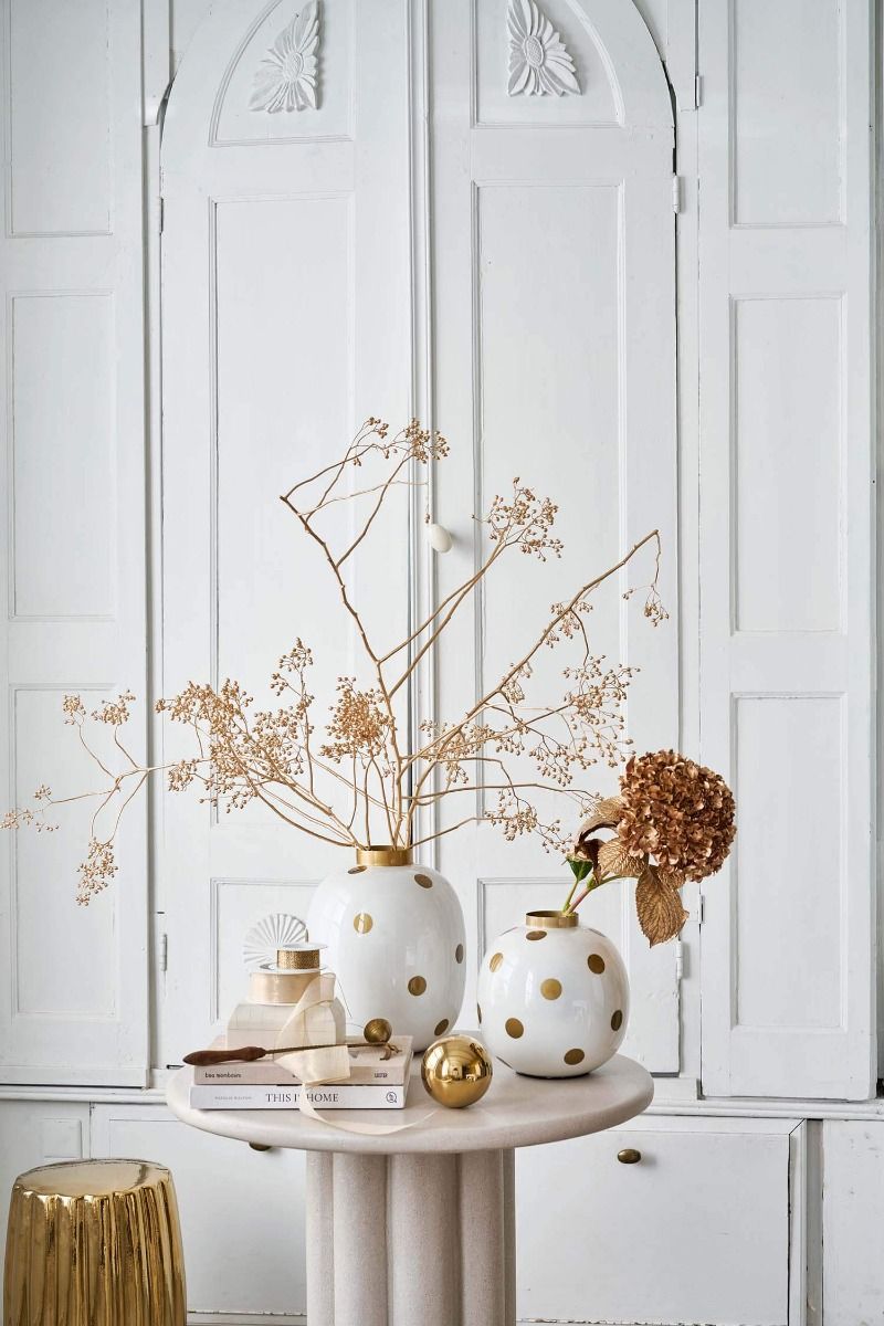 Vaso in metallo a pois bianco/oro Pip Studio