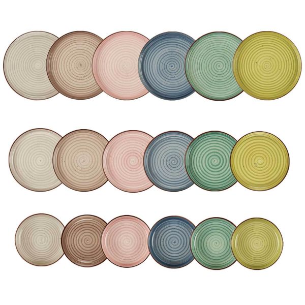 Servizio piatti 18 pezzi Pastel Stoneware Multicolor