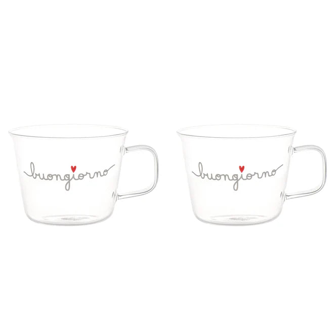 Set 2 tazze colazione Buongiorno Cuore Rosso