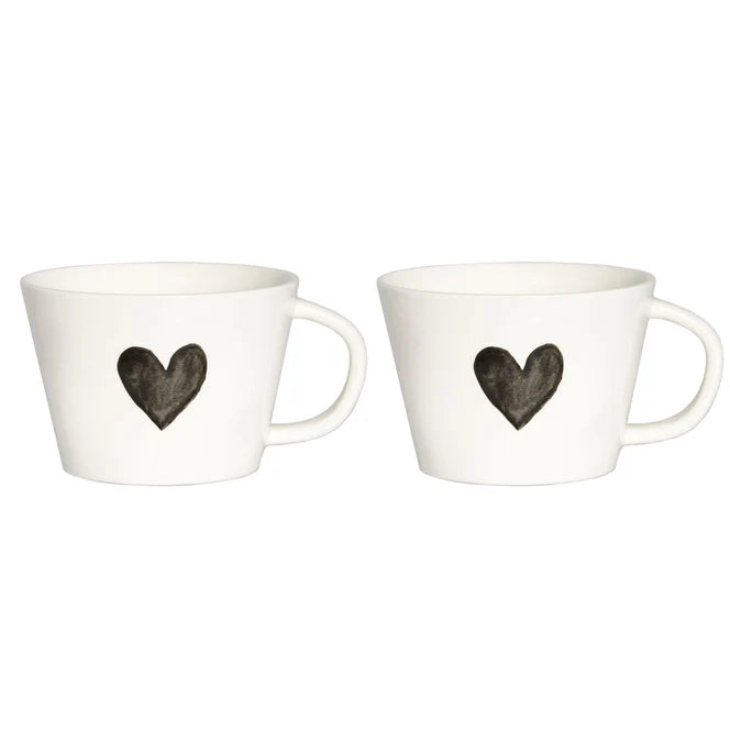 Set 2 Tazze Colazione Cuore Grigio
