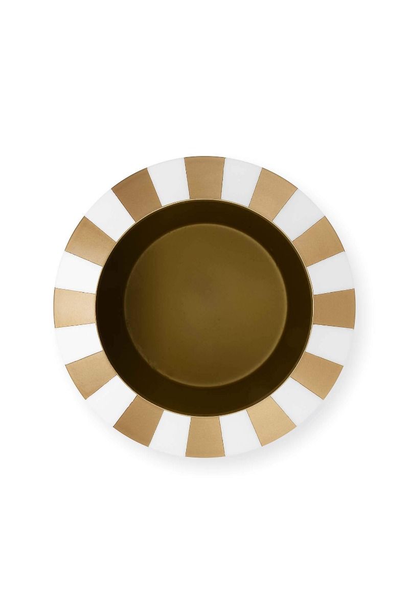 Vaso in metallo a strisce bianco/oro Pip Studio