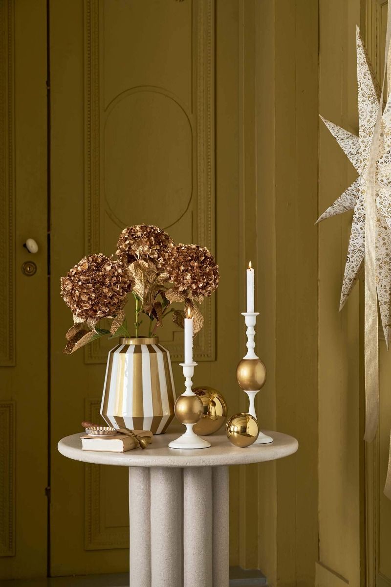 Vaso in metallo a strisce bianco/oro Pip Studio