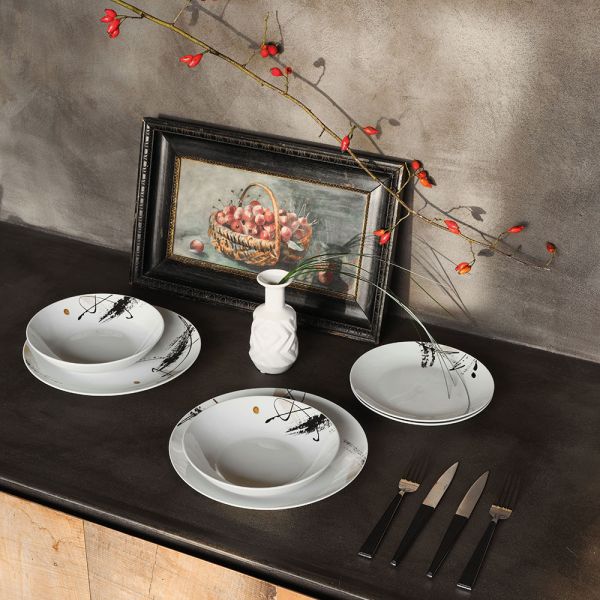 Servizio piatti 18 pezzi Poivre Porcellana Bianco