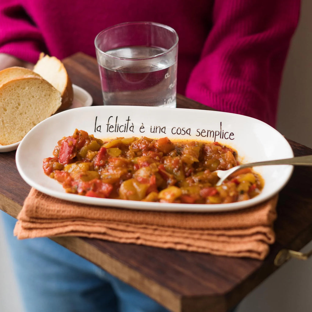 Piatto ovale fondo La felicità è una cosa semplice