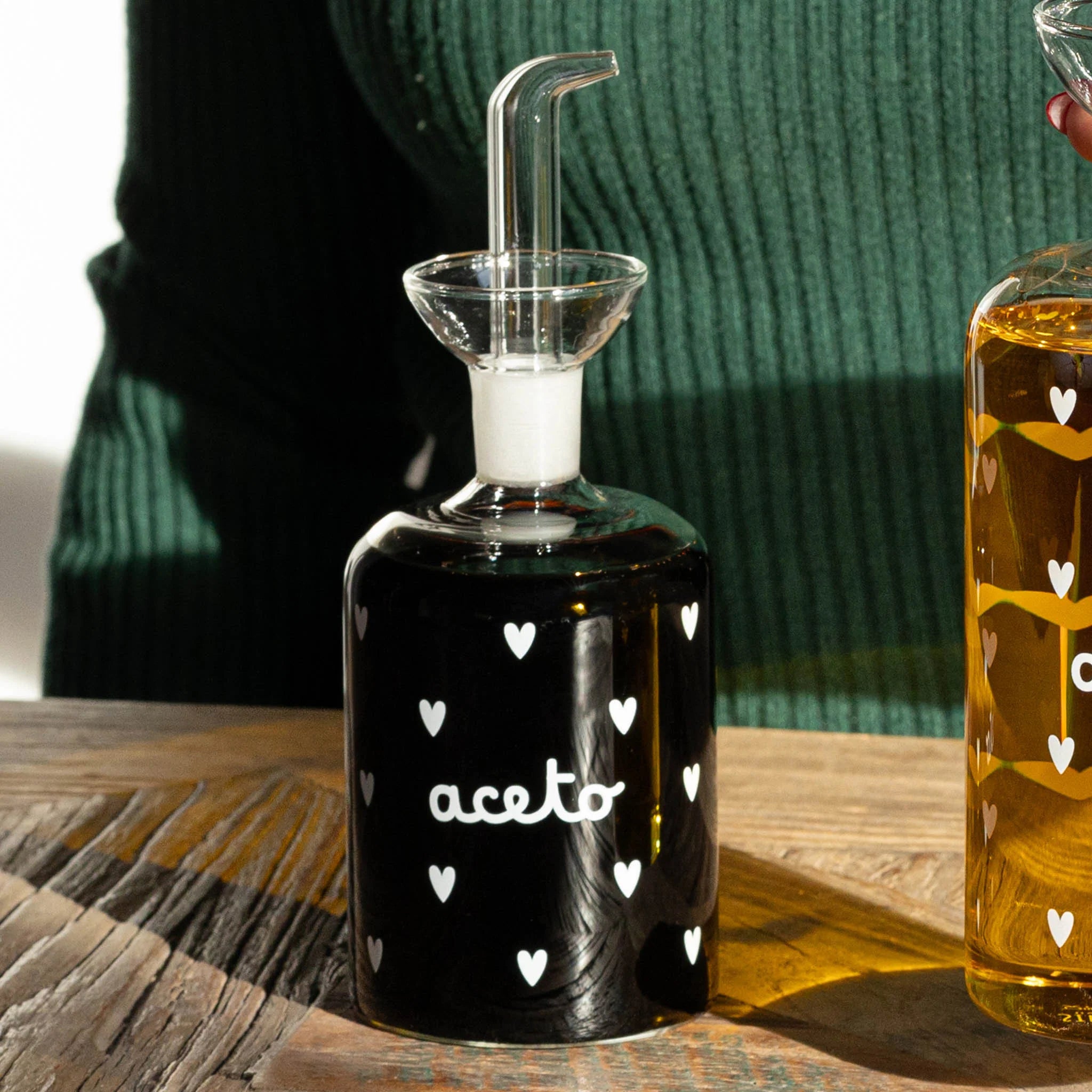 Bottiglia aceto decoro Tappezzeria Cuori 350 ml