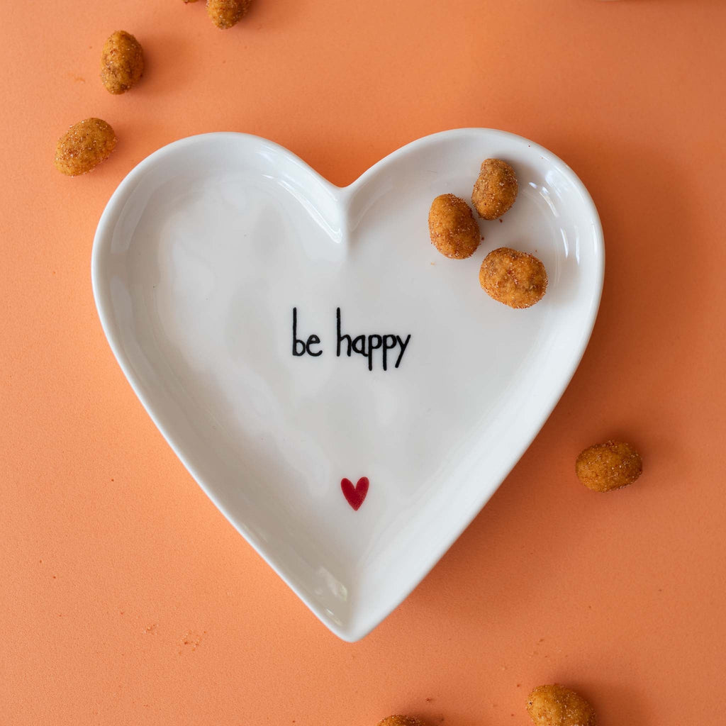 Set 2 Piatti cuore Be happy - 12 cm