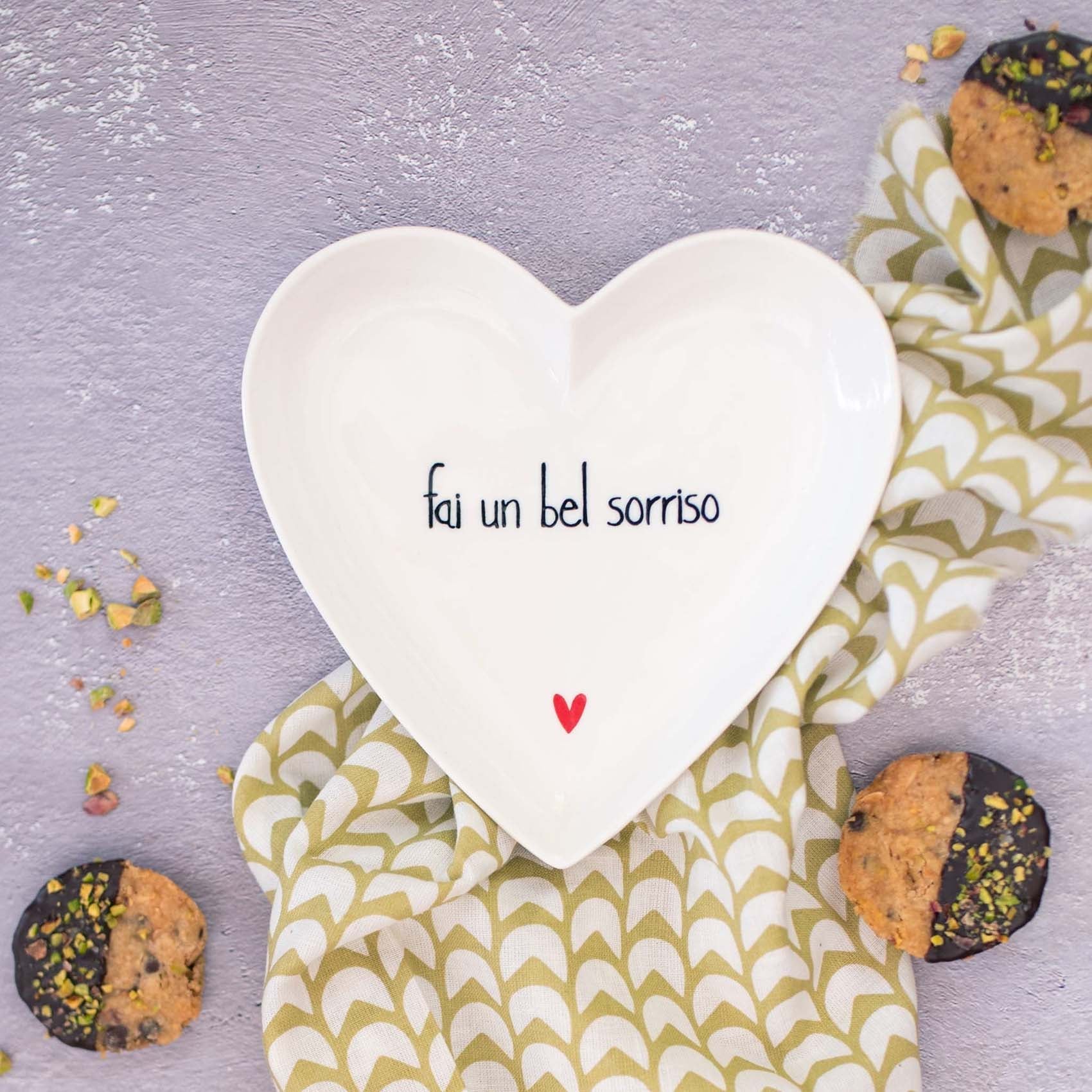 Set 2 Piatti cuore Fai un bel sorriso