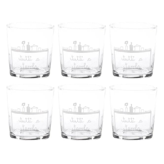 Set 6 Bicchieri acqua "Tutti a Tavola"