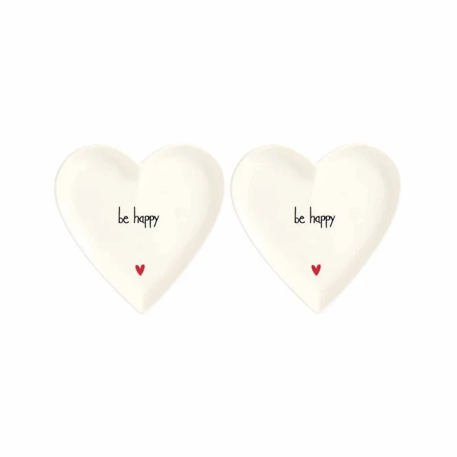 Set 2 Piatti cuore Be happy - 12 cm