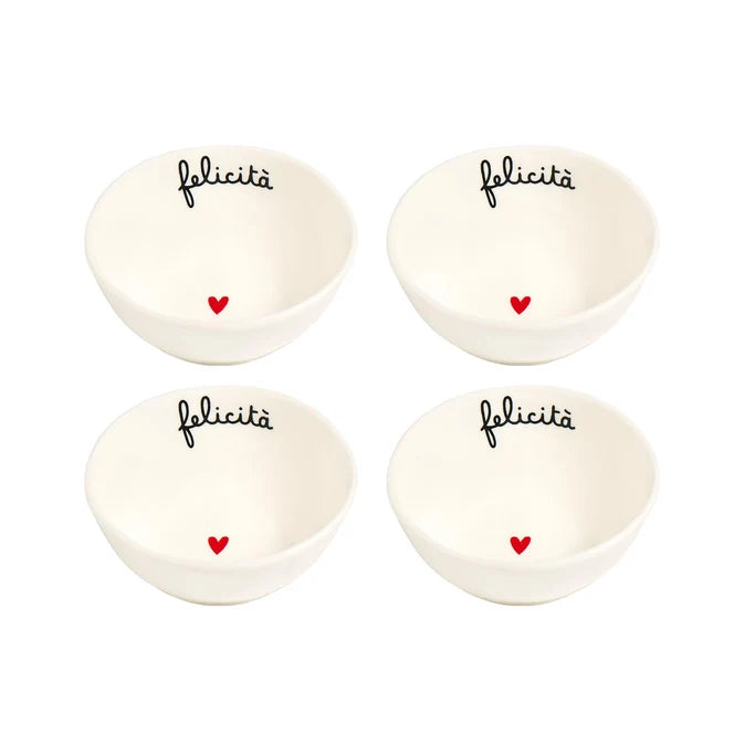 Set 4 Coppette in gres Felicità