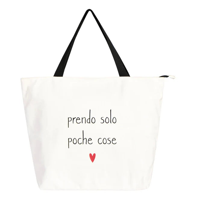 Borsa in canvas Prendo solo poche cose - Bianca