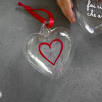 Pallina cuore Cuore Graffiti Rosso - 11 cm