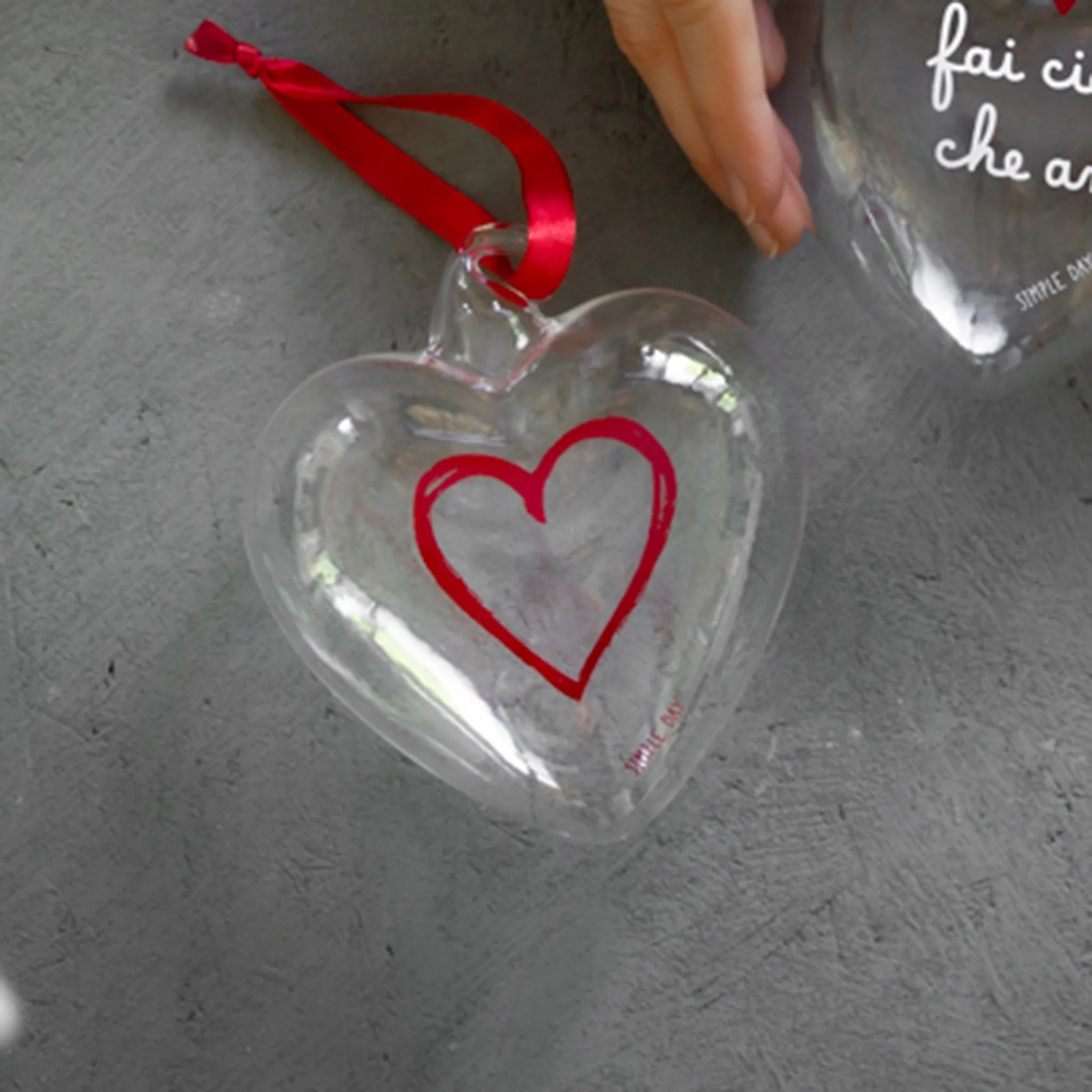 Pallina cuore Cuore Graffiti Rosso - 11 cm