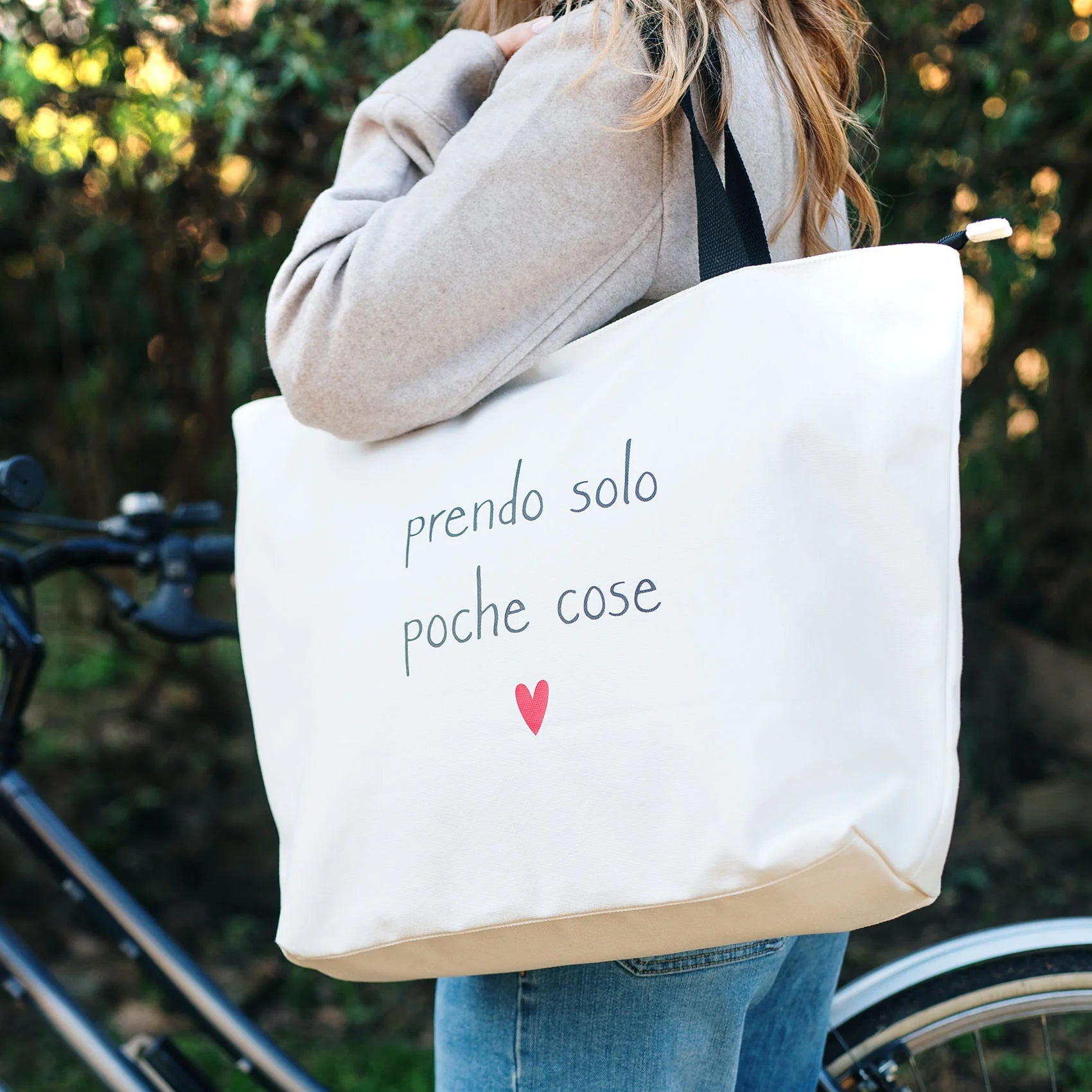Borsa in canvas Prendo solo poche cose - Bianca