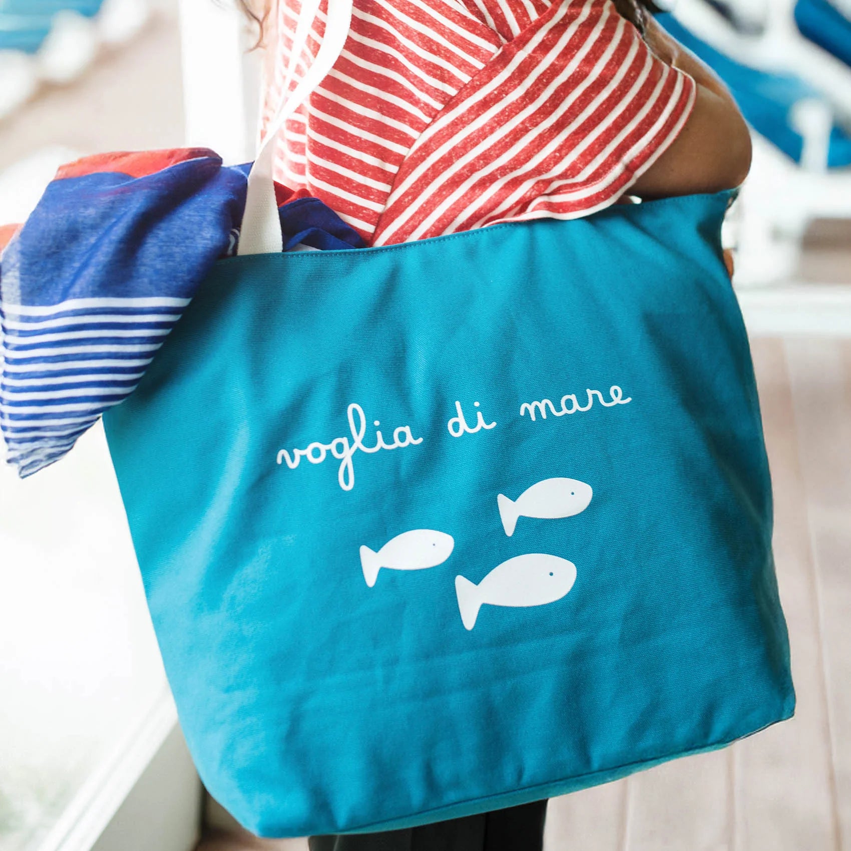 Borsa in canvas Voglia di mare - Cobalto