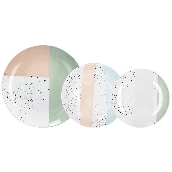 Servizio piatti 18 pezzi Pastel Porcellana Multicolor