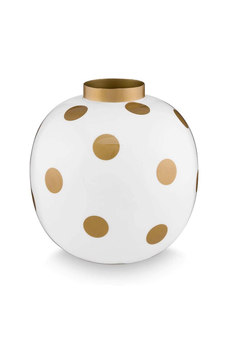 Vaso in metallo a pois bianco/oro Pip Studio