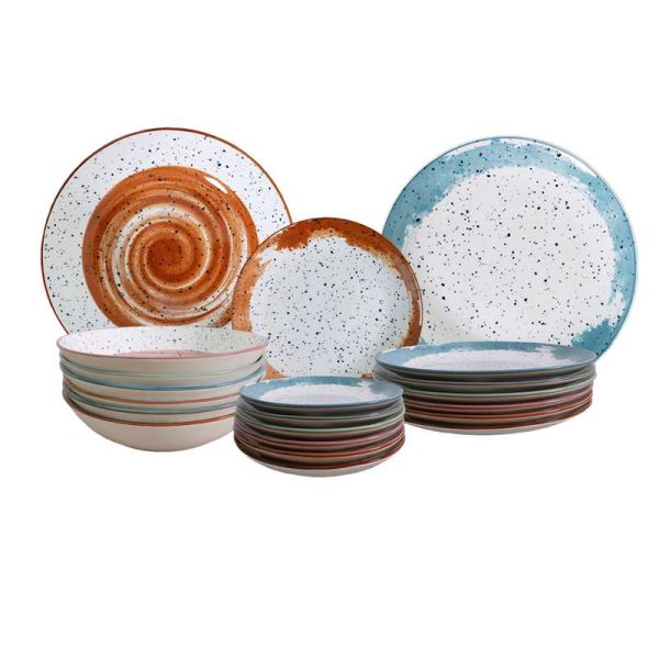 Servizio piatti 18 pezzi Sienna Porcellana Multicolor