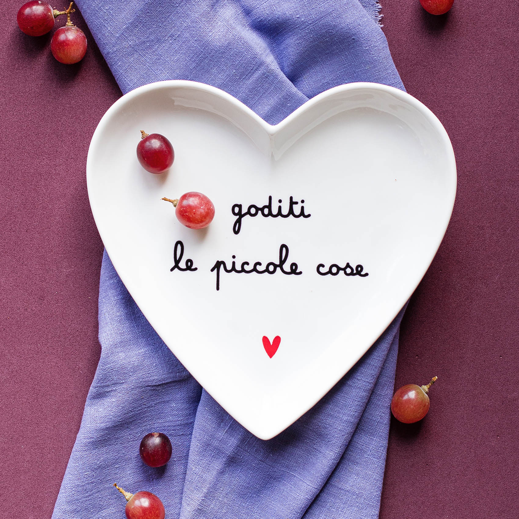 Set 2 Piatti cuore Goditi le piccole cose