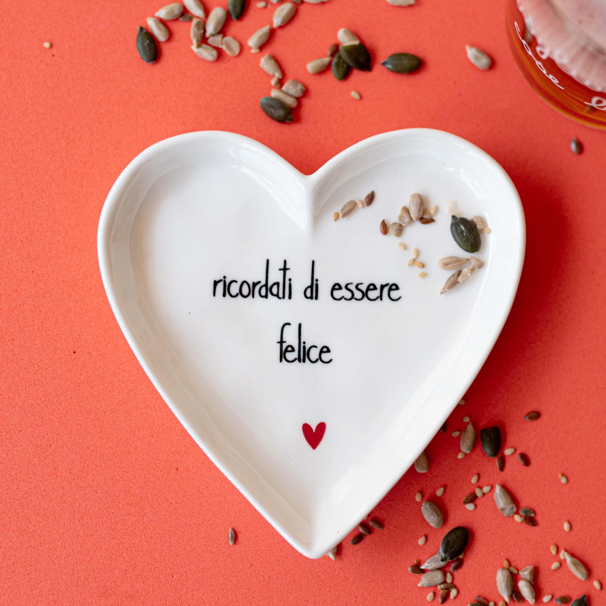 Set 2 Piatti cuore Ricordati di essere felice