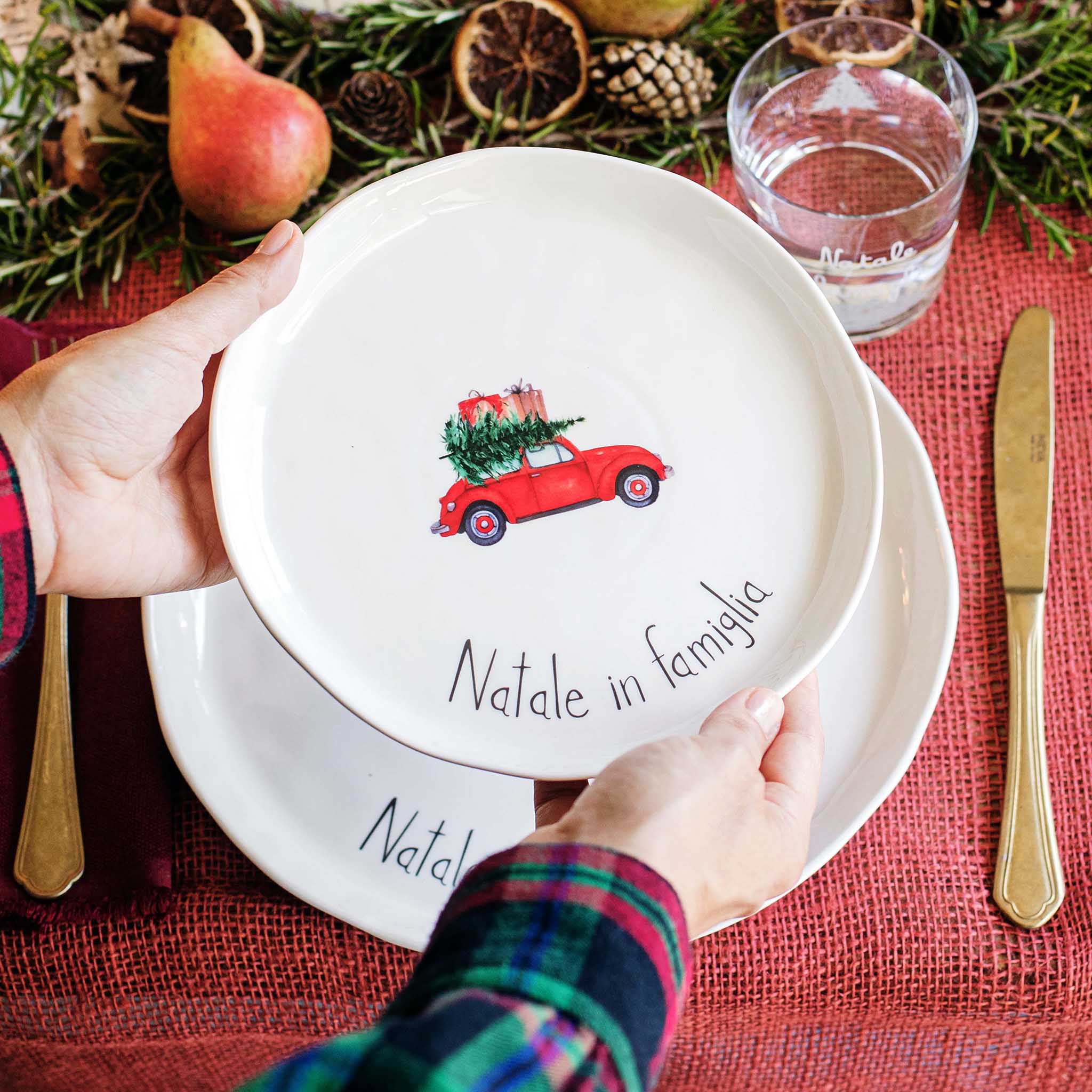 Set 2 Piatti da dessert Natale in famiglia