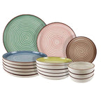 Servizio piatti 18 pezzi Pastel Stoneware Multicolor