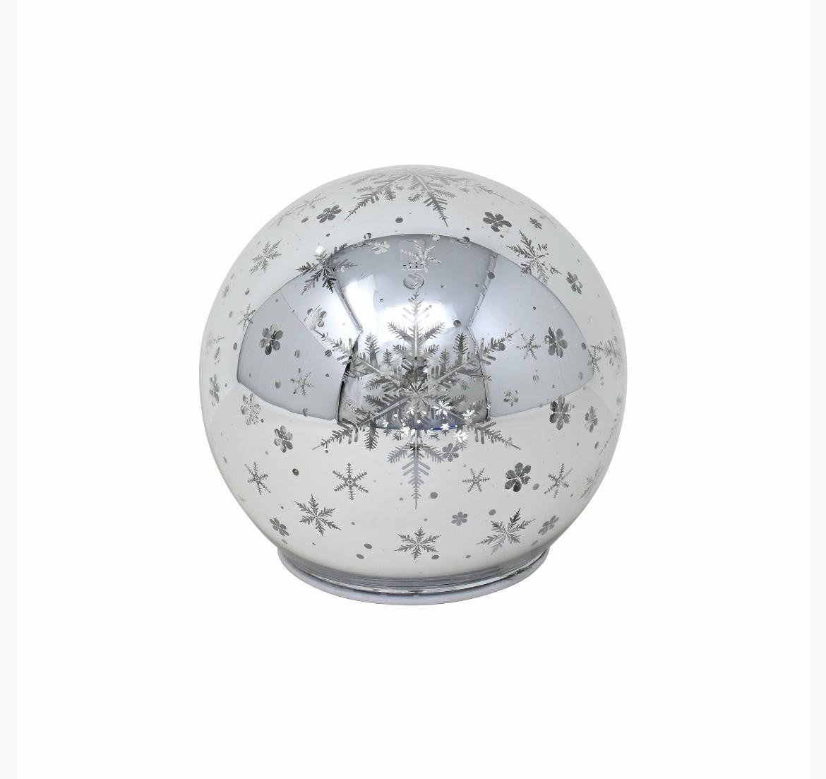 SFERA VETRO CON LED ARGENTO