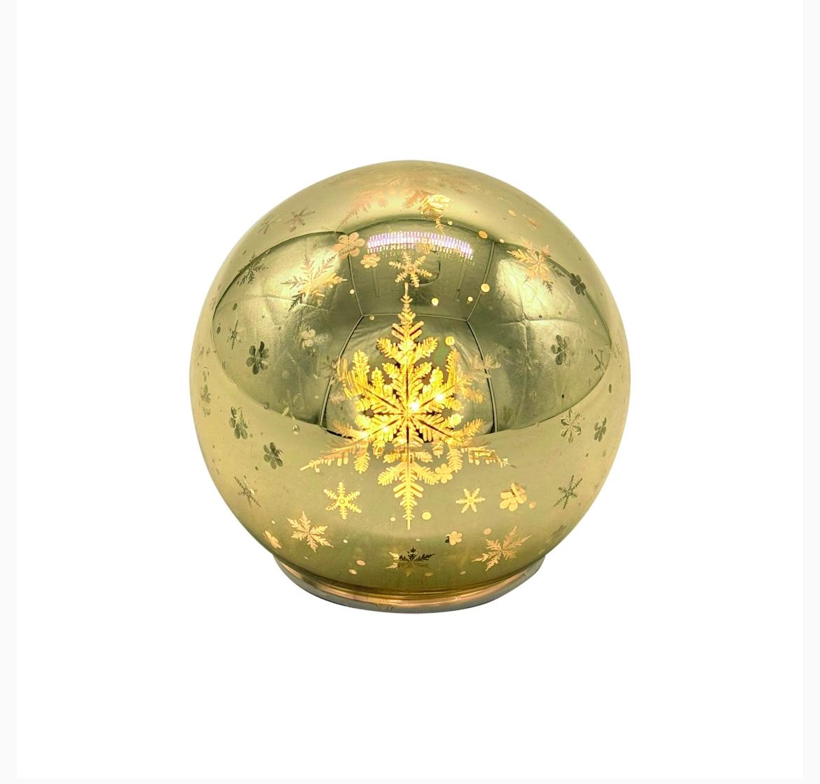 SFERA VETRO CON LED ORO