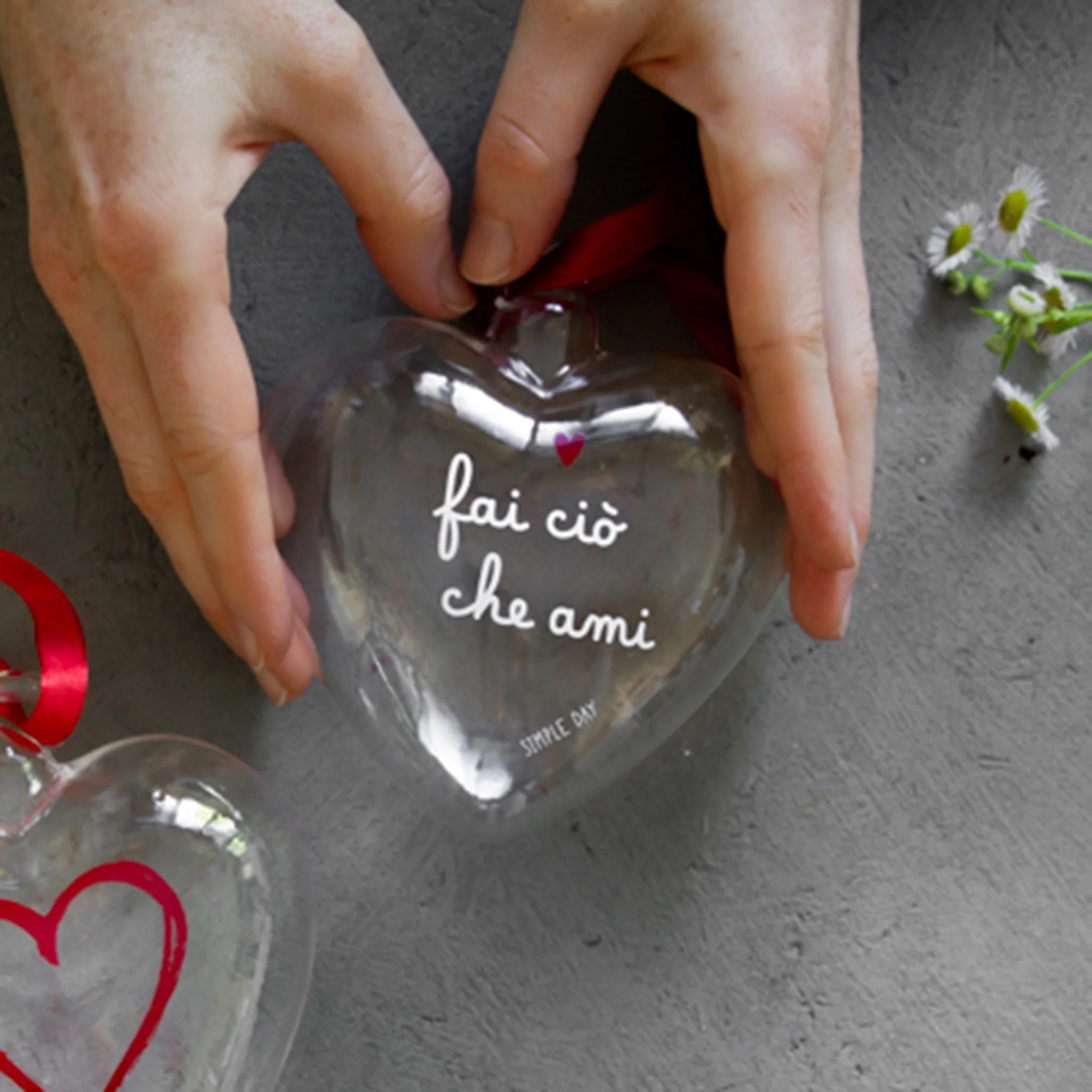 Pallina cuore Fai ciò che ami - 11 cm
