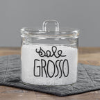 Barattolo Sale grosso in corsivo nero