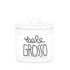 Barattolo Sale grosso in corsivo nero