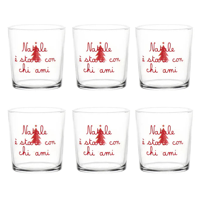 Set 6 Bicchieri acqua Natale è stare con chi ami