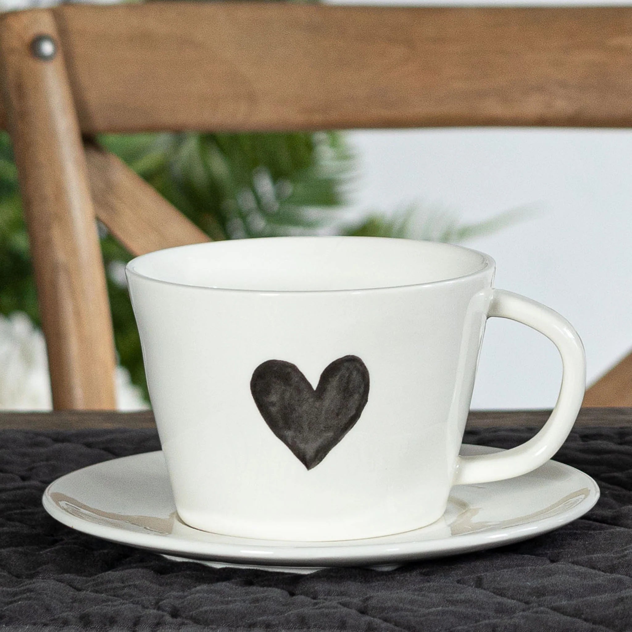 Set 2 Tazze Colazione Cuore Grigio