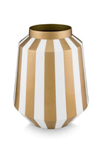 Vaso in metallo a strisce bianco/oro Pip Studio
