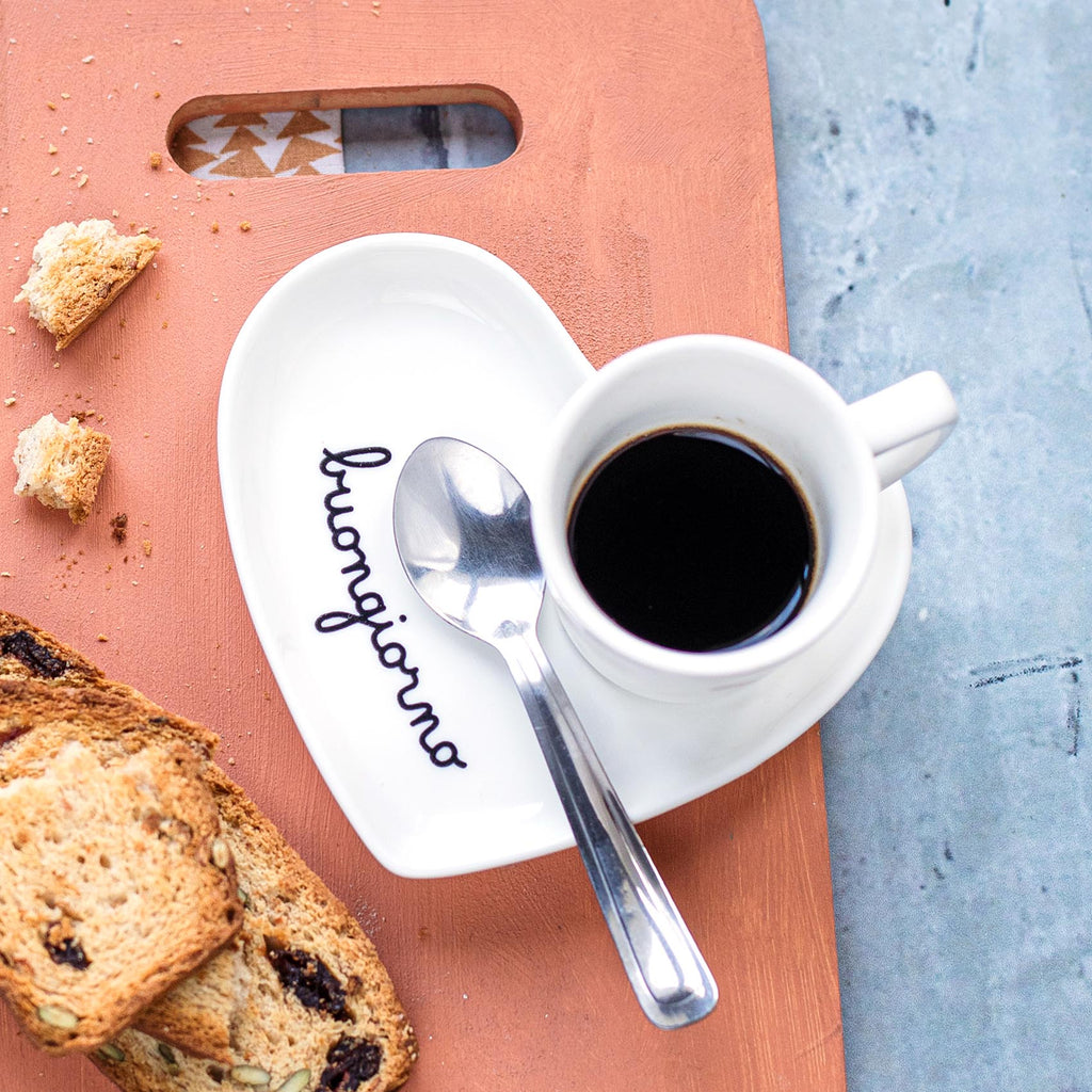 Set 2 Piattini cuore per tazze espresso Buongiorno