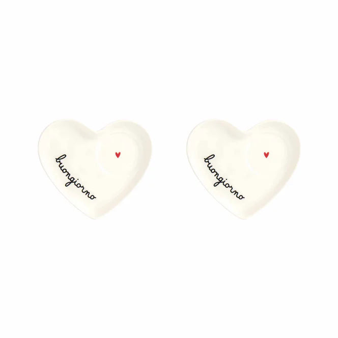 Set 2 Piattini cuore per tazze espresso Buongiorno