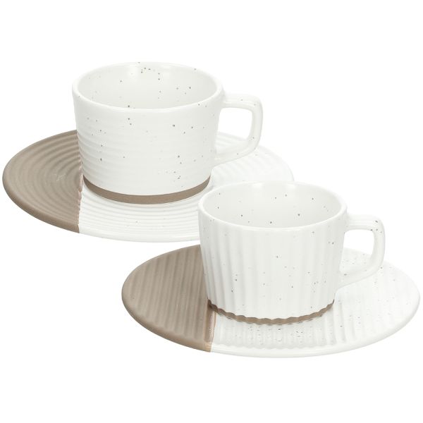 Set 2 tazzine Bianco-Beige New Milk&Coffee